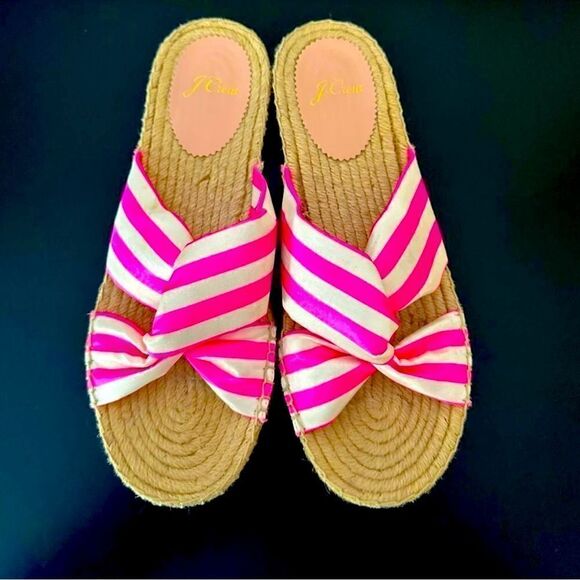 J. Crew pink and white striped, espadrilles sandals. - Picture 1 of 5